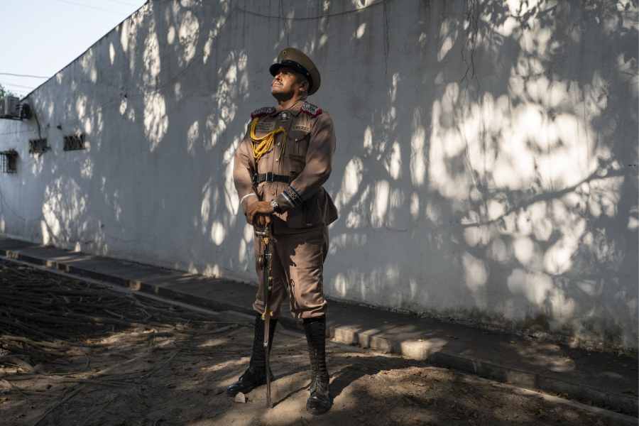 Jahir Beltran wears a costume depicting Col. Aurelio Buendía, a character from one of Gabriel Garcia Marquez's books, at the Gabriel Garcia Marquez House Museum in Aracataca, Colombia, on March 6, 2024. After Beltrán lost his job as a coal miner, he studied writing and hired a tailor to make him a costume depicting Col. Aurelio Buendía, a character in “One Hundred Years of Solitude.”