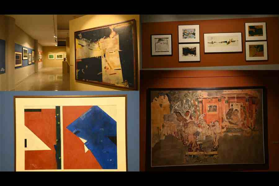 Glimpses of Ganesh Haloi's exhibition at Birla Academy of Art and Culture