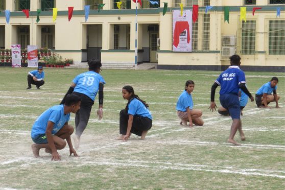 Discipline reigned supreme as participants engaged in spirited bouts of tug-of-war, basketball, and kho kho, showcasing unwavering resolve and teamwork. 