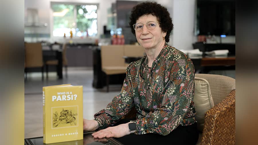 Prochy N. Mehta with her book 'Who is a Parsi?' 