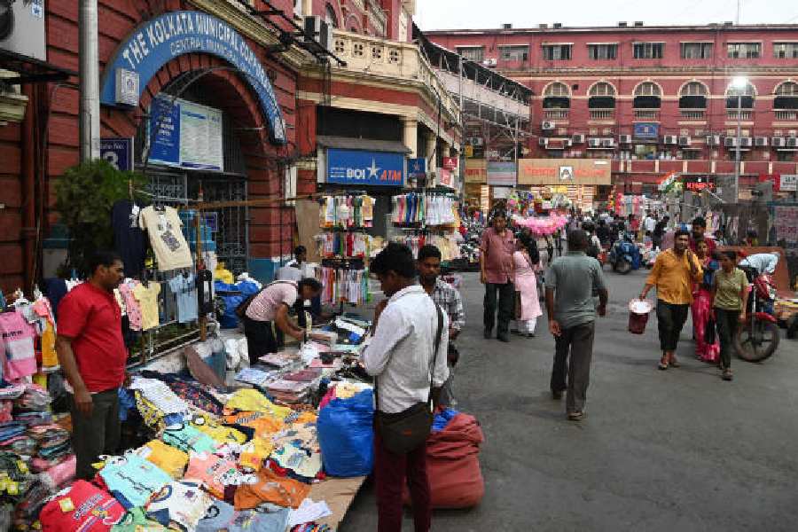 Hawkers in front of the KMC headquarters on Tuesday