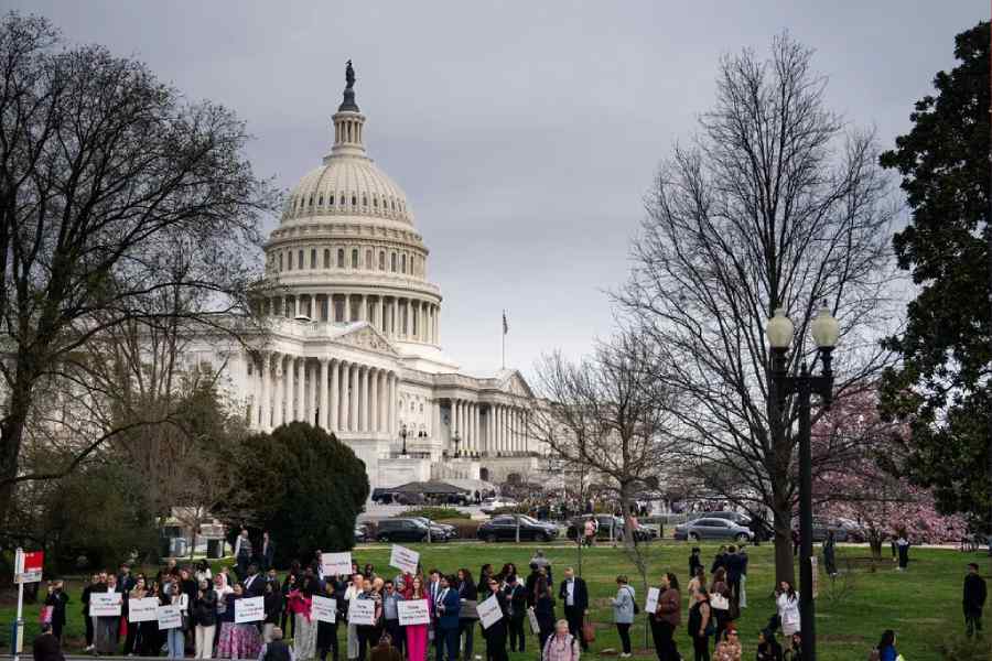 Supporters of TikTok gather at the U.S. Capitol on Wednesday.