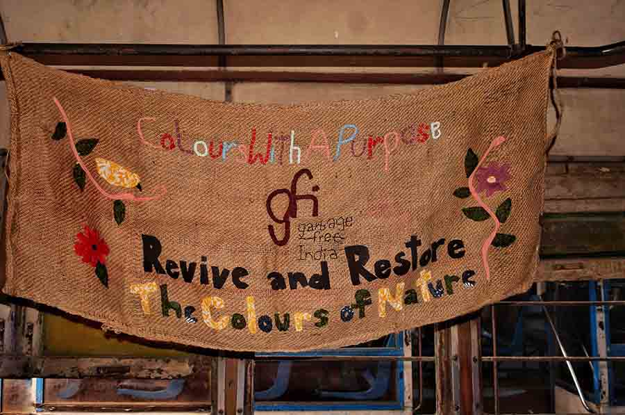 Made of jute and stitched with love and belief in the cause, the students also created a banner for the event with slogans