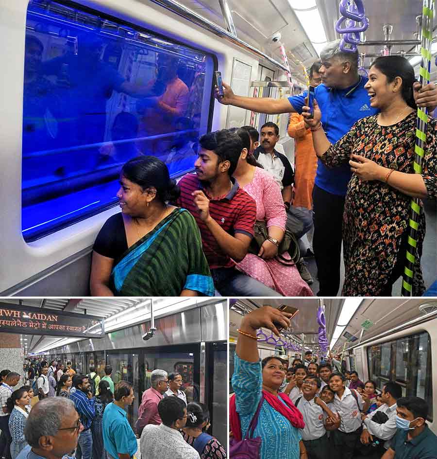 The East-West underwater Metro from Esplanade to Howrah Maidan was opened to the public on Friday. A large number of people, including celebrities, hopped on to experience the underwater journey   