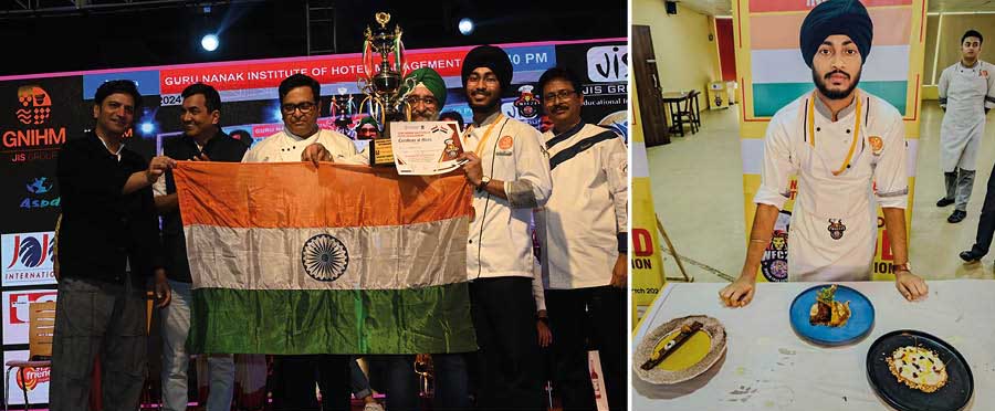 GNIHM student Pawan Singh drew the loudest cheers, bringing the second runners up prize in the Culinary Cooking category to India, with his creation Lazeez pasliyan made of lamb chops dipped in Awadhi smooth gravy, parwal ke patte ke pakode, and garlic and maida kheer! ‘My food was inspired by the late Padma Shri Chef Imitiaz Qureshi, and I am proud and humbled by this award,’ he said after his win