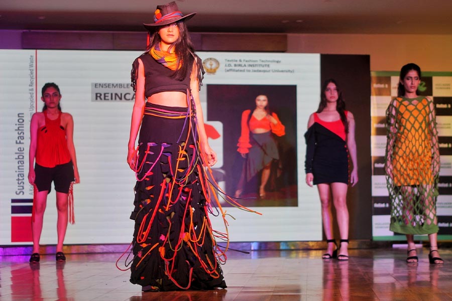 Students of J D Birla Institute organised a fashion show based on upcycled fashion at the event