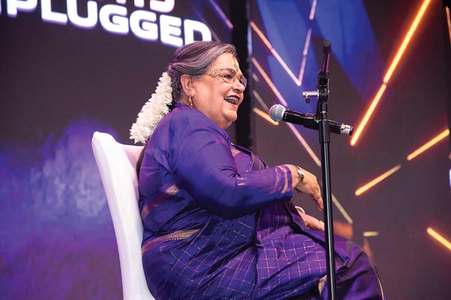 Usha Uthup performing at ‘KKR Unplugged’