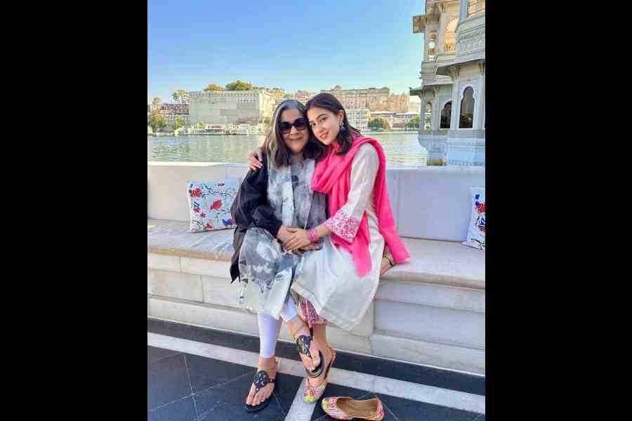 With mom Amrita Singh