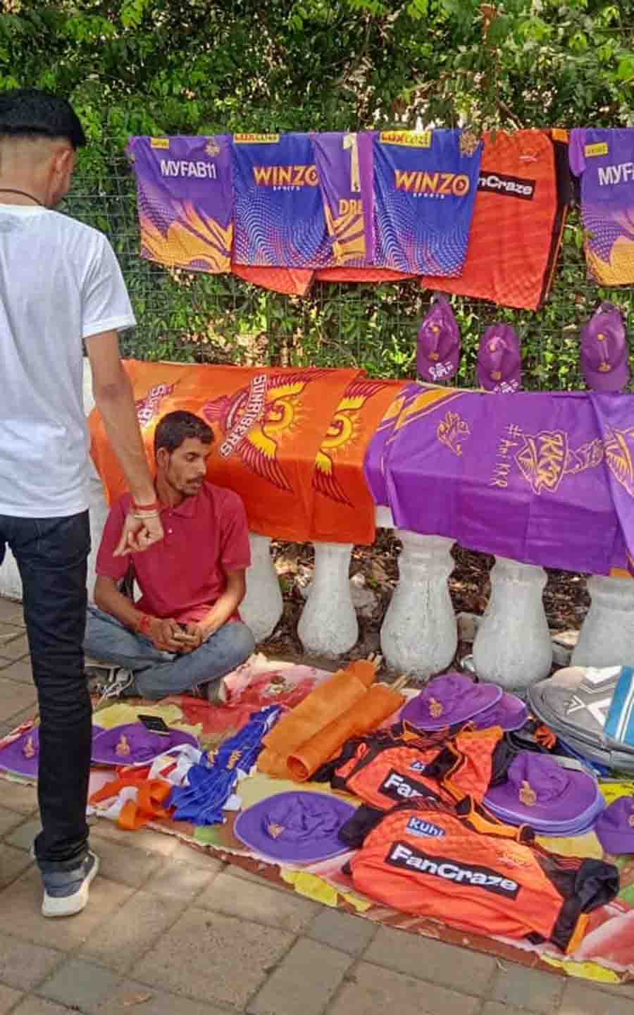 IPL merchandise up for grabs in the Maidan area before the start of the match