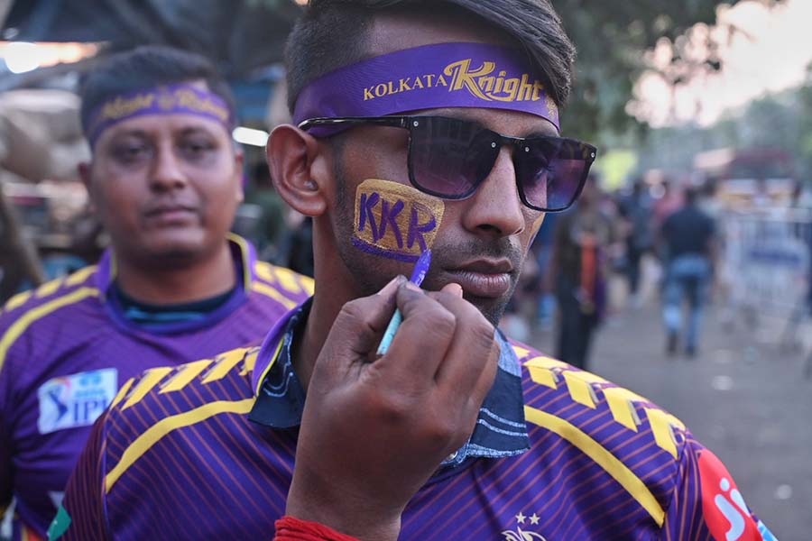 The KKR paint adorned cheeks of most people headed to the IPL match 