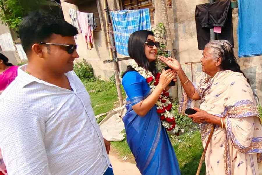 With a voter in Krishnagar