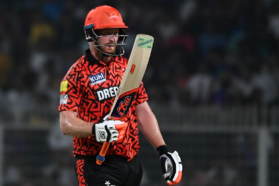 Sunrisers Hyderabad's Heinrich Klaasen, who nearly took the game away- from the Knight Riders with his 29-ball 63 at Eden Gardens on Saturday. He was dismissed off the penultimate ball of the match.