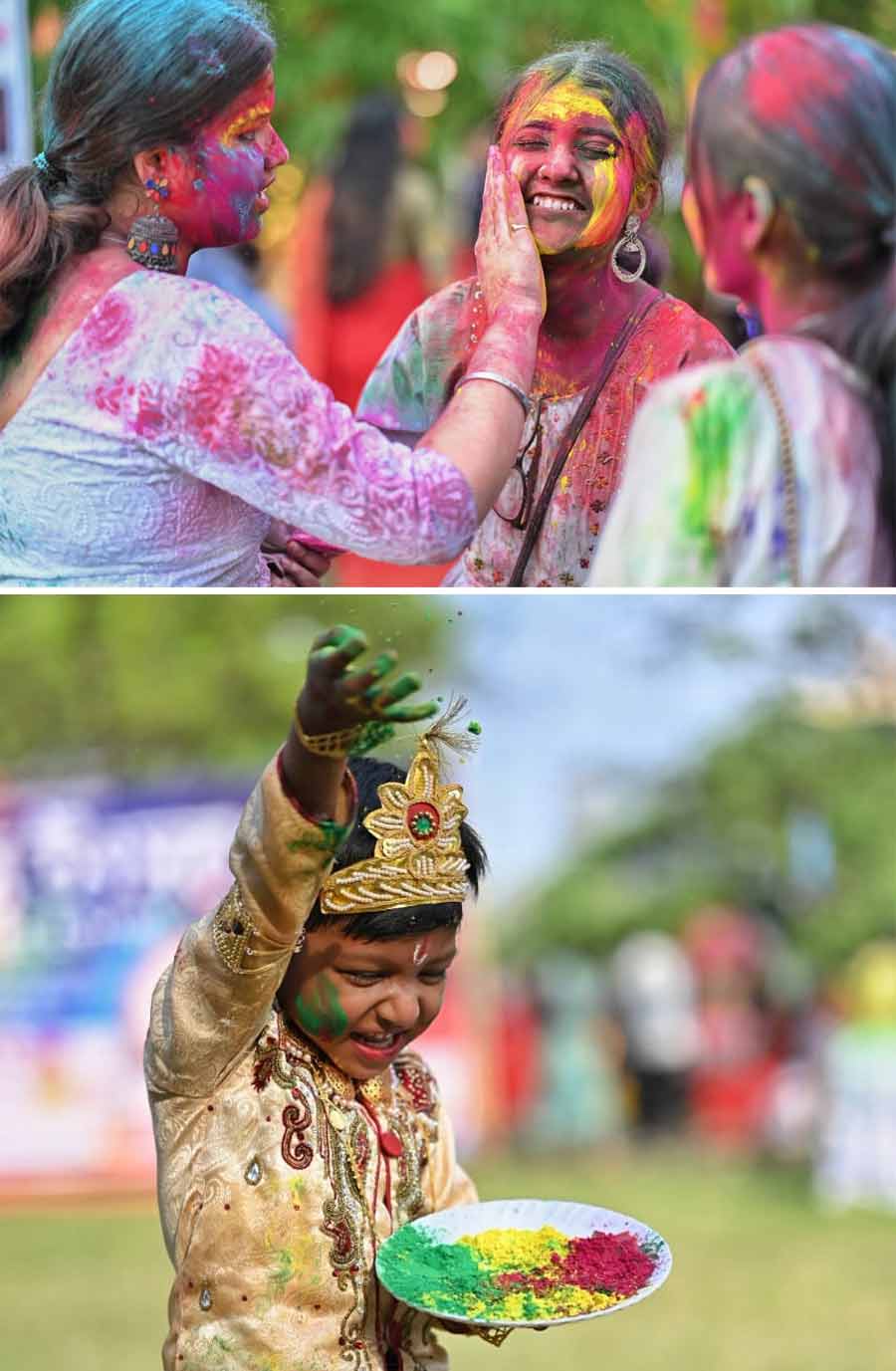 A day before Holi, people were seen celebrating the festival on Maidan as they played with gulal  