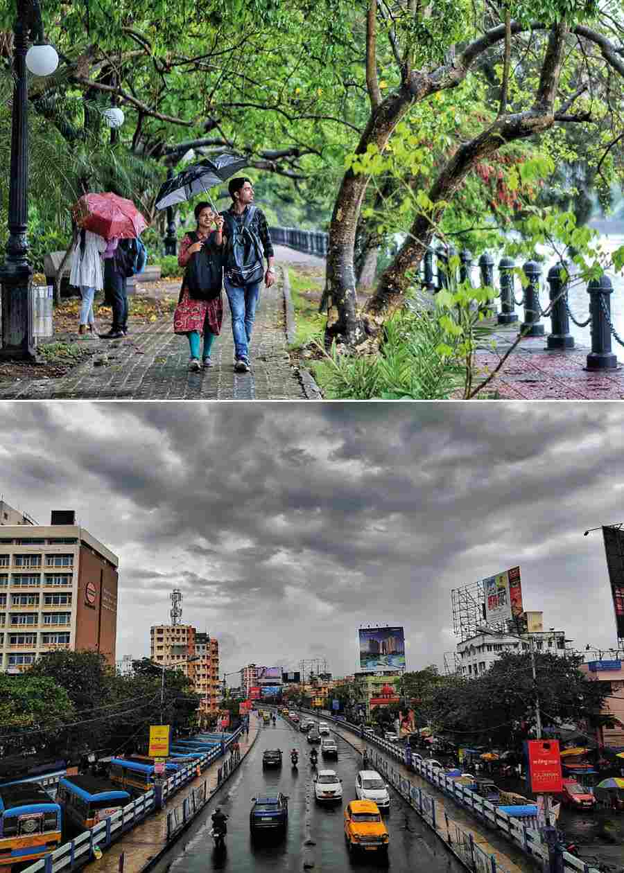 Kolkata experienced rainy days on Monday and Tuesday. In pictures, people at Dhakuria enjoying the rain that brought respite from the spring heat  