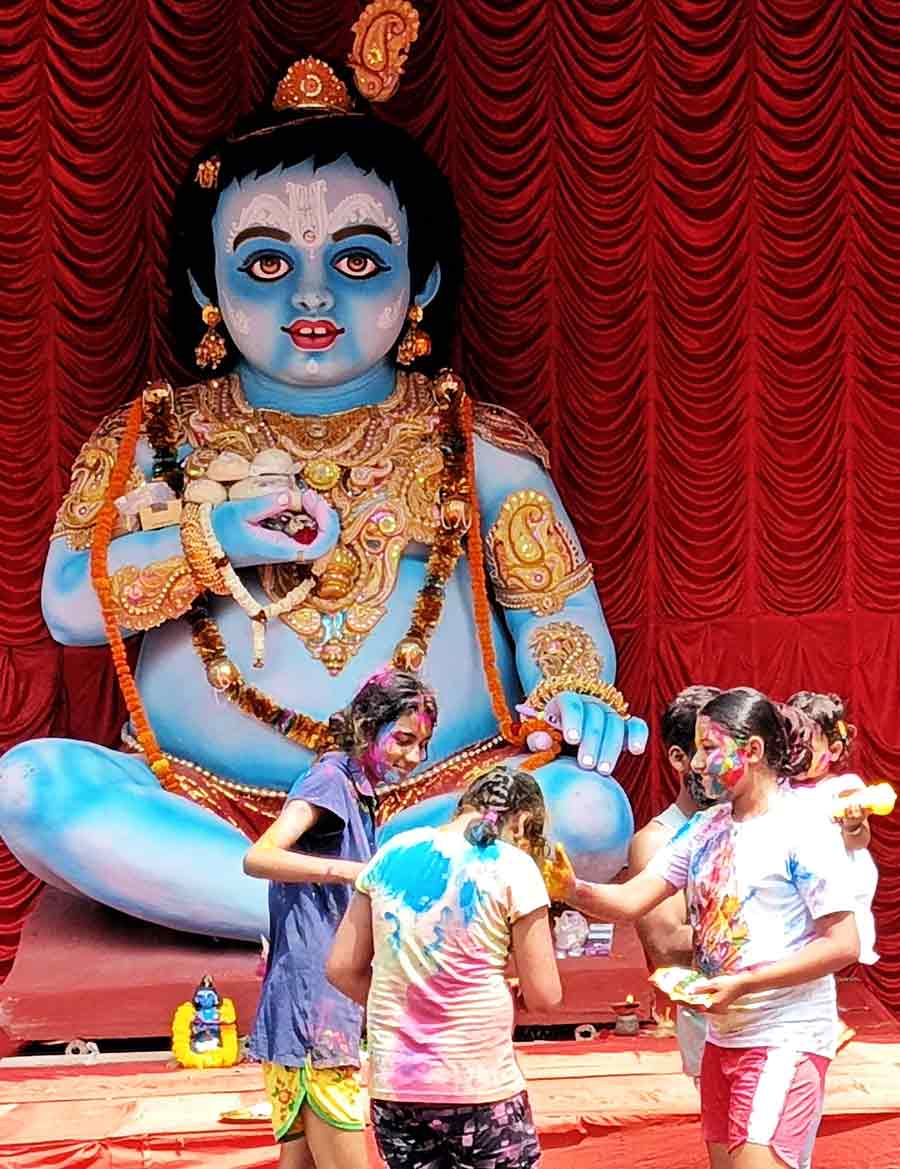 A huge idol of Gopal was worshipped on the occasion of Dol Purnima in north Kolkata  