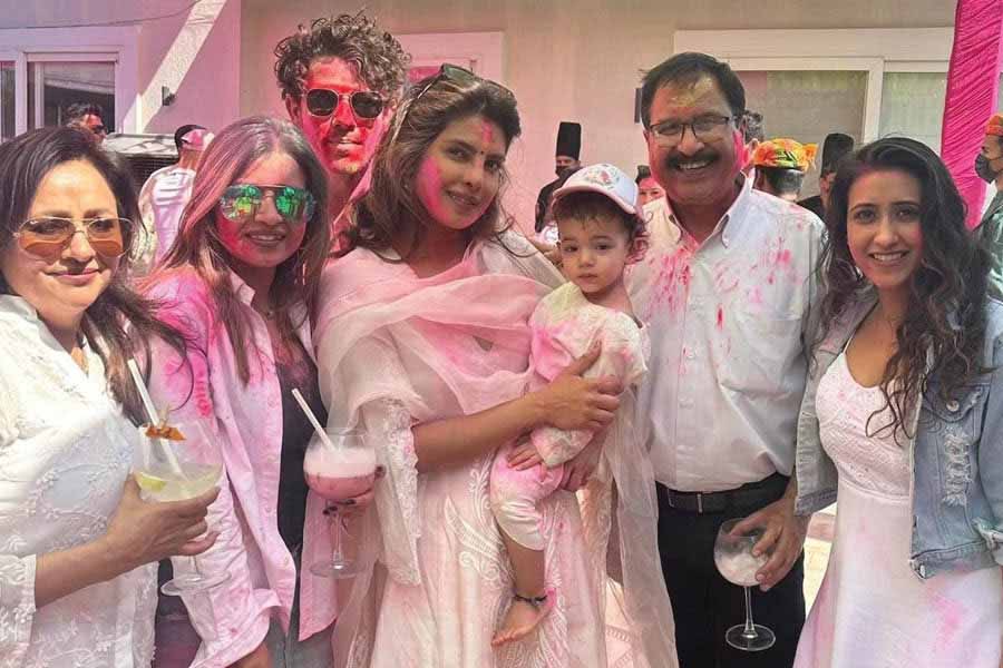 Priyanka Chopra splashes pink on husband Nick Jonas and daughter Malti at private Holi party; watch here