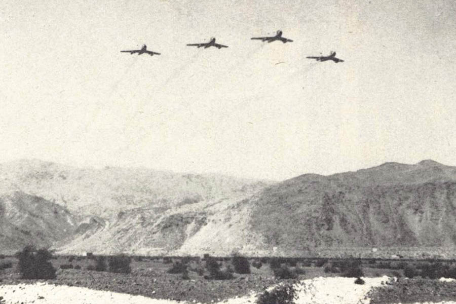 A fleet of F-86 Sabres during an air raid during the 1965 war