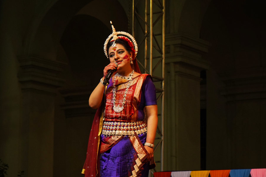 Ganguly herself, dressed as Radha in blue and pink, was seen performing with her students during Radha Krishna’s ‘Raas Leela’. In each performance, there were different sets of students dancing, dressed up in different costumes. The overarching theme behind each performance was Holi. “Every year we choose different songs so that everyone gets to know what Holi is all about and what each poet has said about Holi,” explained Ganguly 