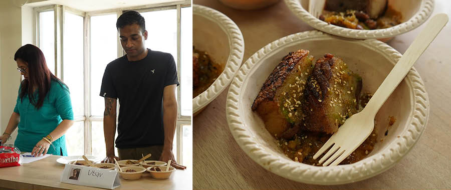 Utsav Guhathakurta, a coder by profession, a musician at Sayatya & Friends and co-partner at Cafe Big Byang, had two delectable offerings for starters — a spicy Kanchalonka Pork and Kancha Aam Pork Belly cookies 