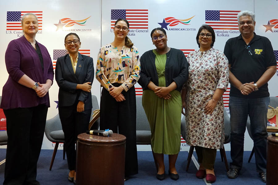 (From left) Elizabeth Lee, Kritika Bose Guha, Lee Ann Sims, Karuna Banerjee, Mahua Datta and Indrajit Lahiri at the event.