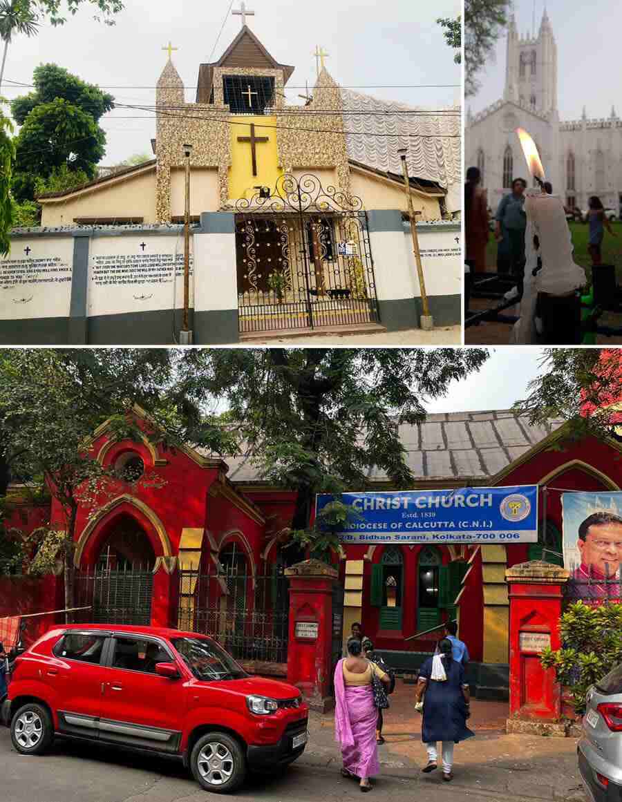 The sombre mood was palpable across churches in the city, be it (clockwise from top left) AJC Bose Road Church, St Paul’s Cathedral or Christ Church on Bidhan Sarani