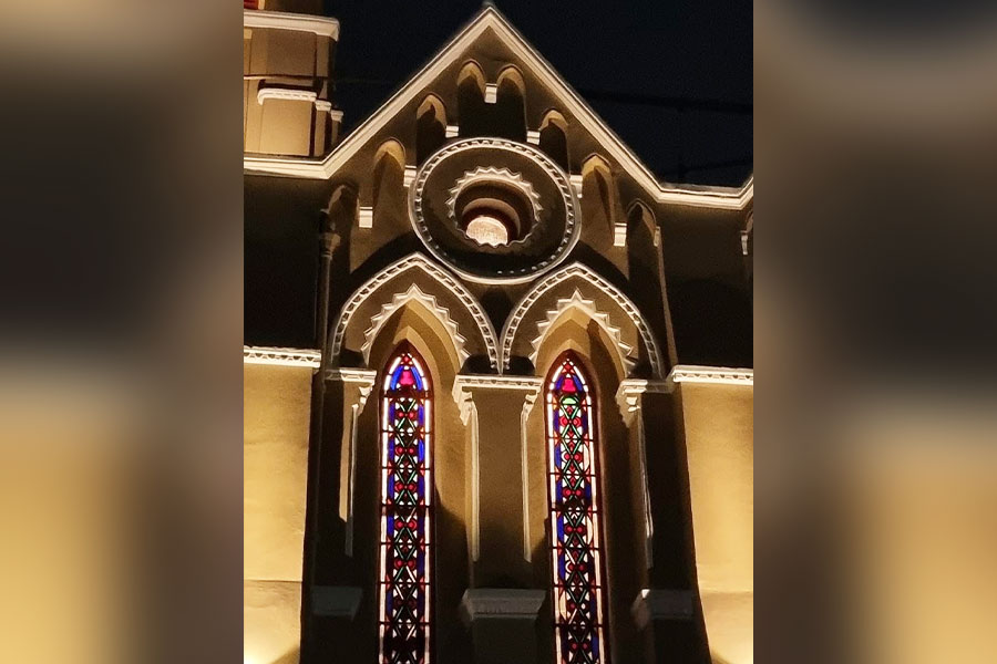 The stained glass at night