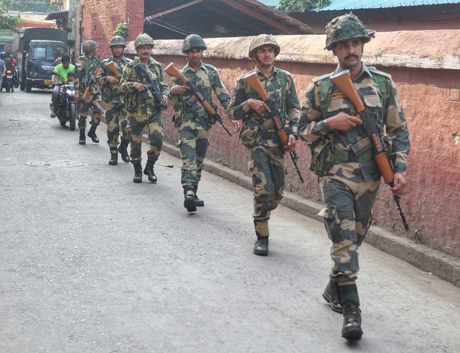Central paramilitary forces were spotted on a route march in Taltala area on Saturday. Kolkata votes on June 1 in the last phase of the Lok Sabha elections this year. The results would be declared on June 4