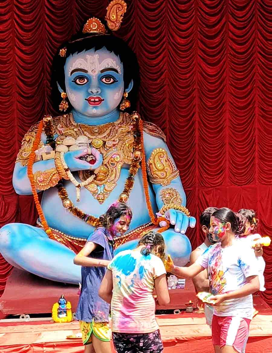 A huge idol of Gopal was worshipped on the occasion of Dol Purnima in north Kolkata