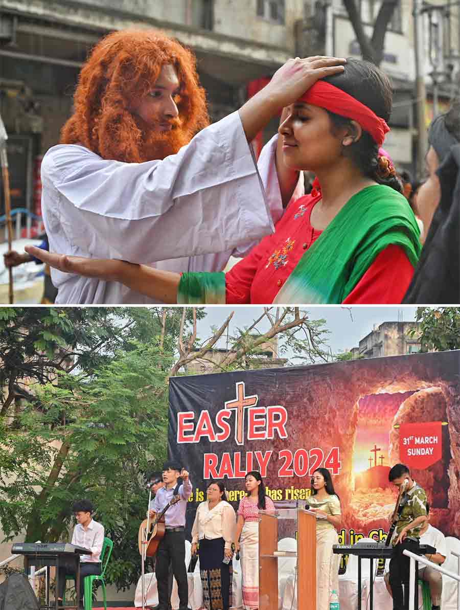 People participated in the Easter Rally organised by United Christians of Kolkata on Sunday