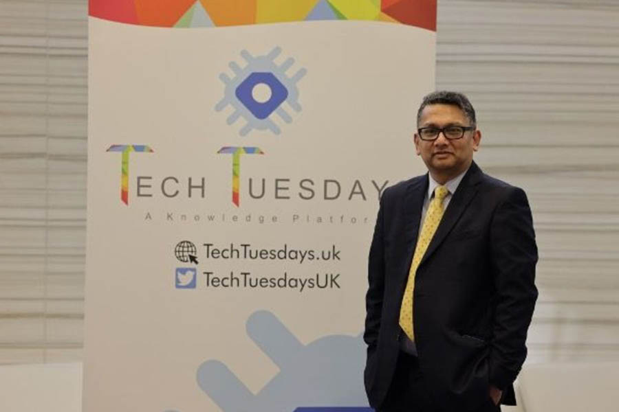 Subhash delivers the welcome address at every #TechTuesdayUK event
