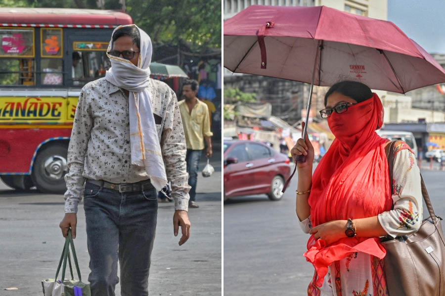 Pedestrians were seen keeping their faces covered to protect them from the harsh sun on Wednesday afternoon, when the mercury touched 43°C