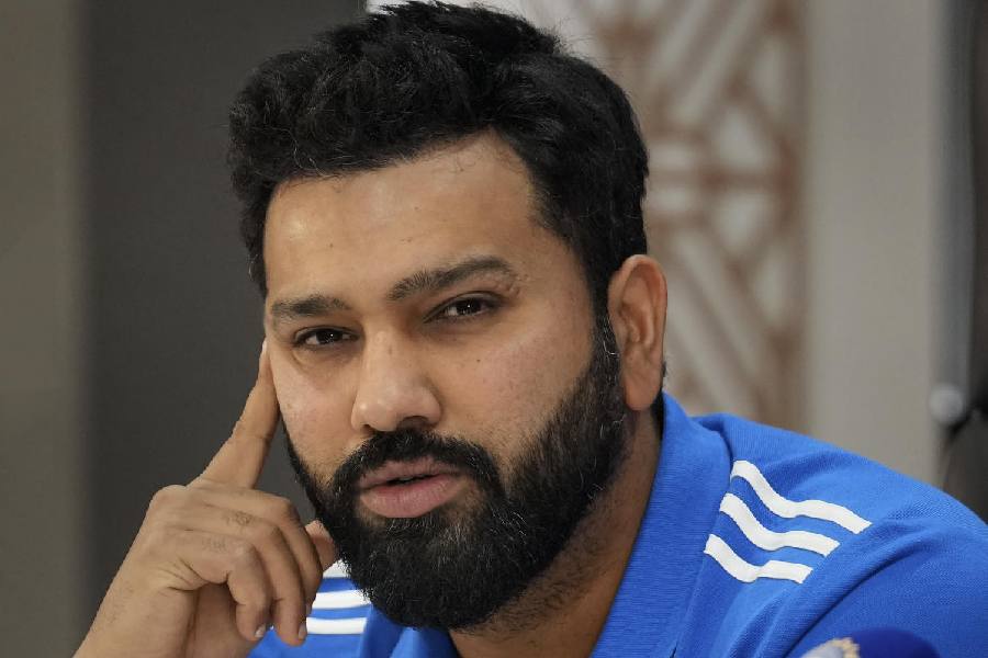 Indian cricket captain Rohit Sharma addresses a press conference in Mumbai