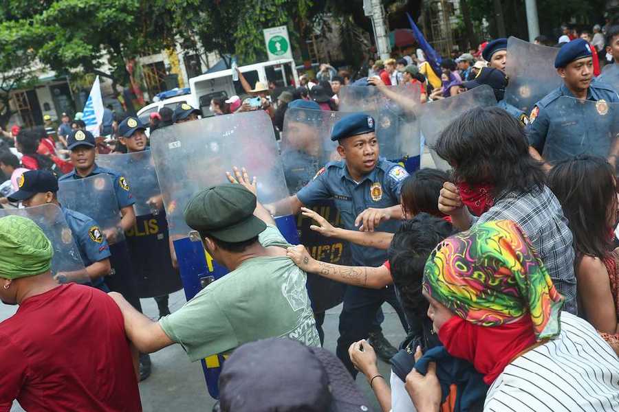 Workers in the Philippines demanded wage increases and job security amid soaring food and oil prices