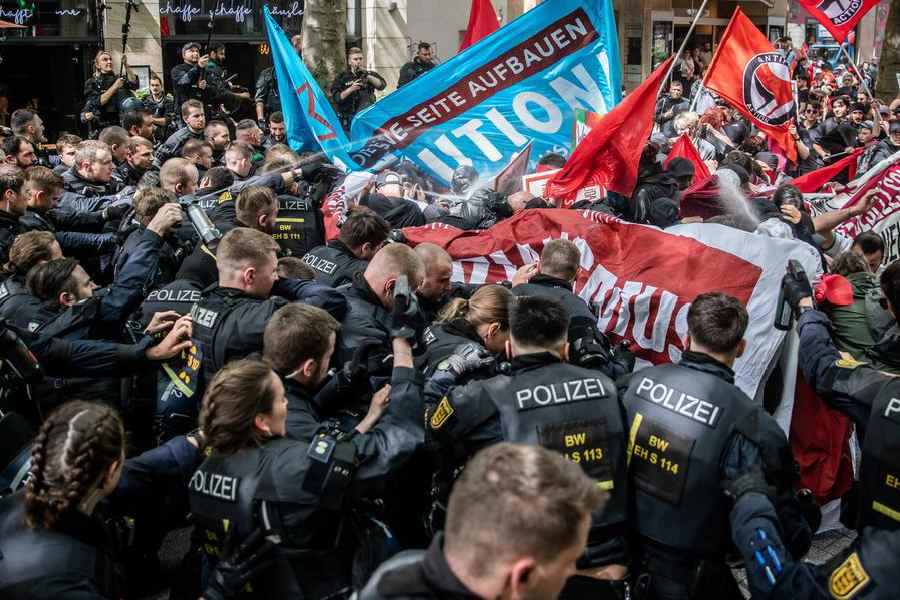 There were also clashes between police in protesters in the German city of Stuttgart