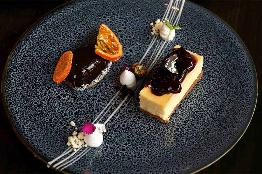 Himalayan Berry Cheesecake and Mandarin Ginger Chocolate Mousse