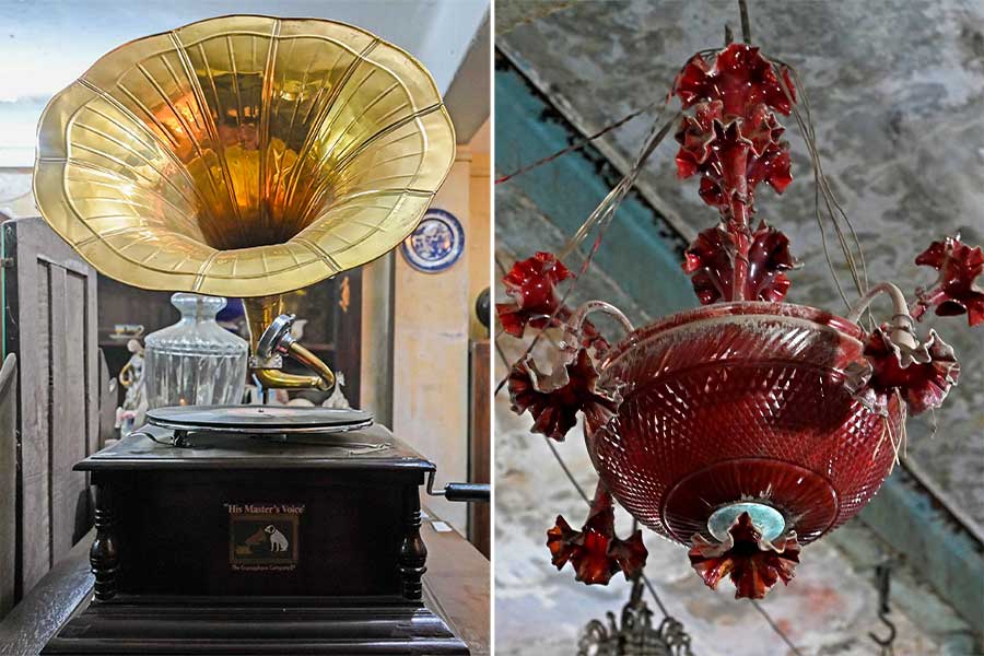 The gramophones are among the most sold items at the acution house, which also has unique finds like vintage glass chandelier