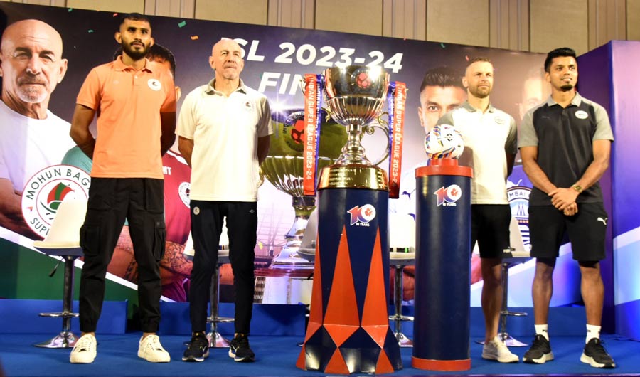 Mohun Bagan Super Giants and Mumbai FC captain and players with head coaches were snapped at a pre-match press conference at Novotel. ISL final match was held on Friday at the Salt Lake stadium  