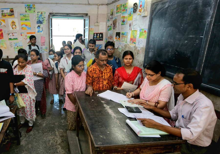 After the declaration of Madhyamik results on Thursday, admissions to class XI has began from Friday at several schools in the city  