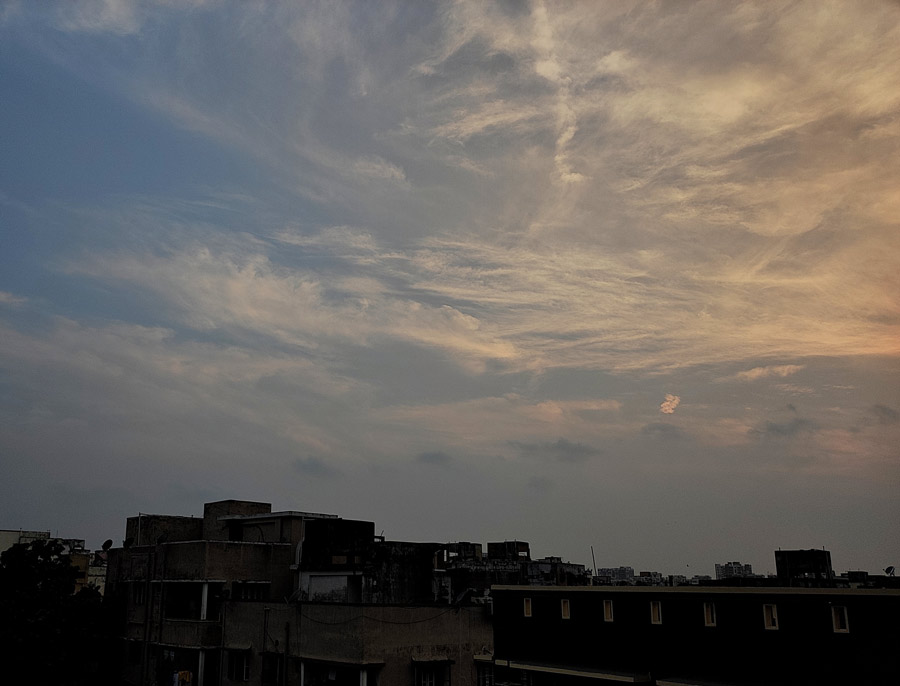 Even as Kolkata sizzled throughout Saturday, the sky at times had scattered clouds with no sign of rain