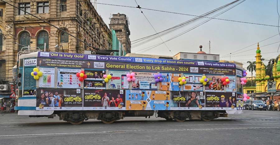 A special tram was inaugurated on Monday under the flagship programme Systematic Voters' Education and Electoral Participation by the Election Commission of India. The inaugural ceremony was held at Esplanade Tram Depot. Aariz Aftab, IAS, chief electoral officer of West Bengal, and Vineet Goyal, IPS, commissioner of police, Kolkata, were present at the event