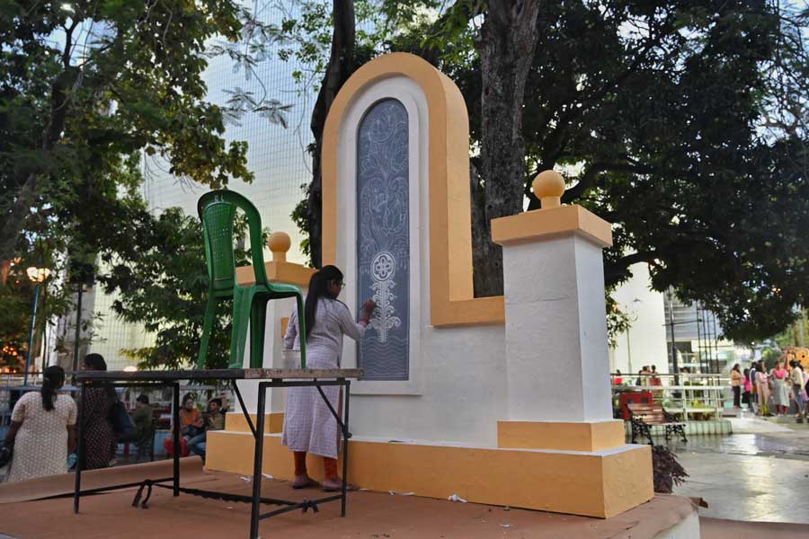 Preparations are underway at Rabindra Sadan for Rabindra Jayanti