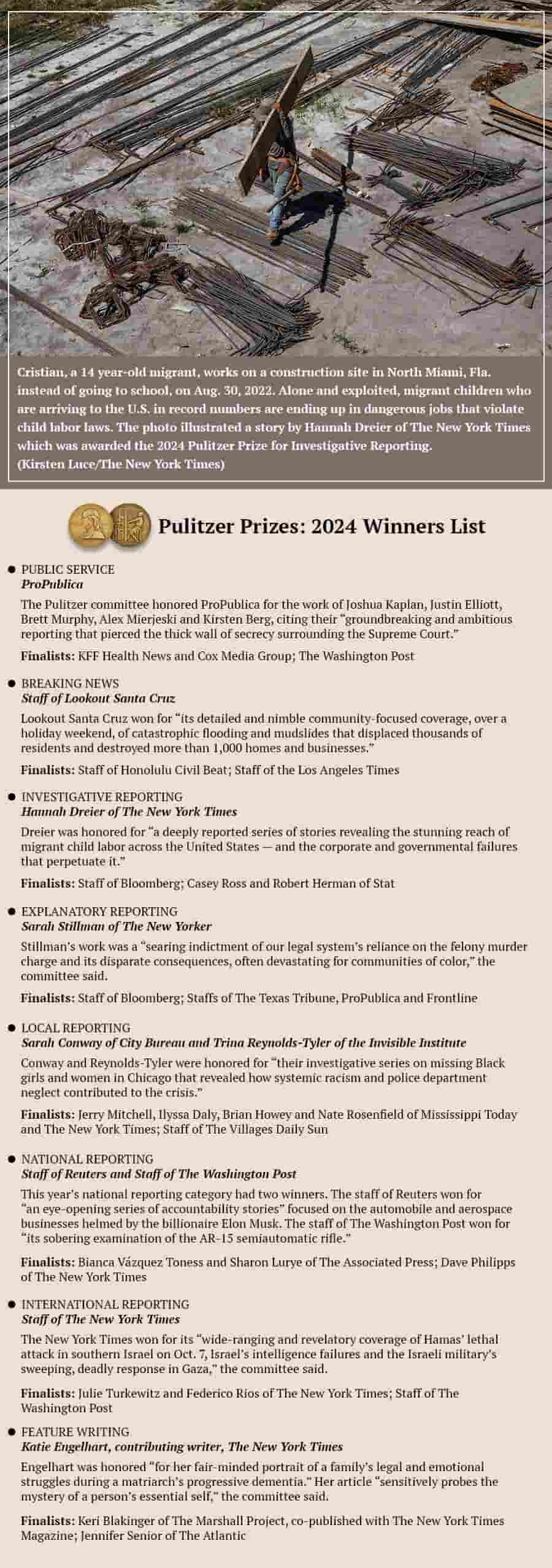 Pulitzer Prize In pictures Full list of winners of the 2024 Pulitzer