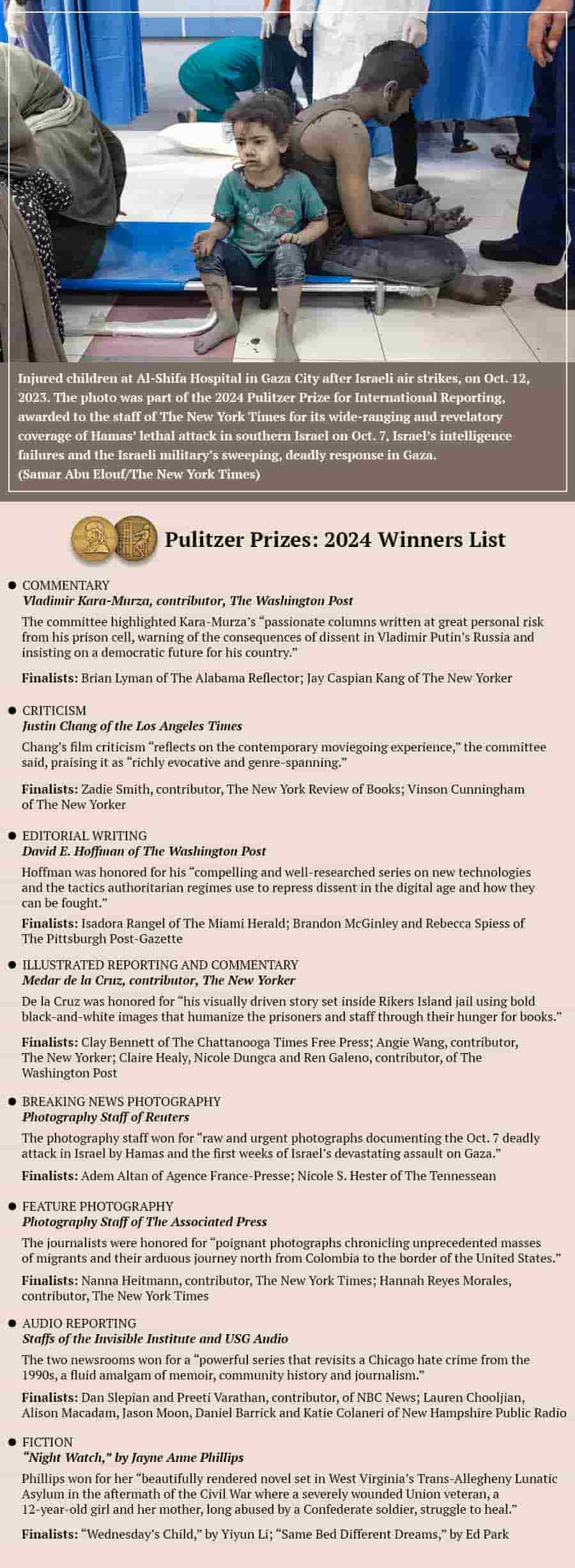 Pulitzer Prize In pictures Full list of winners of the 2024 Pulitzer