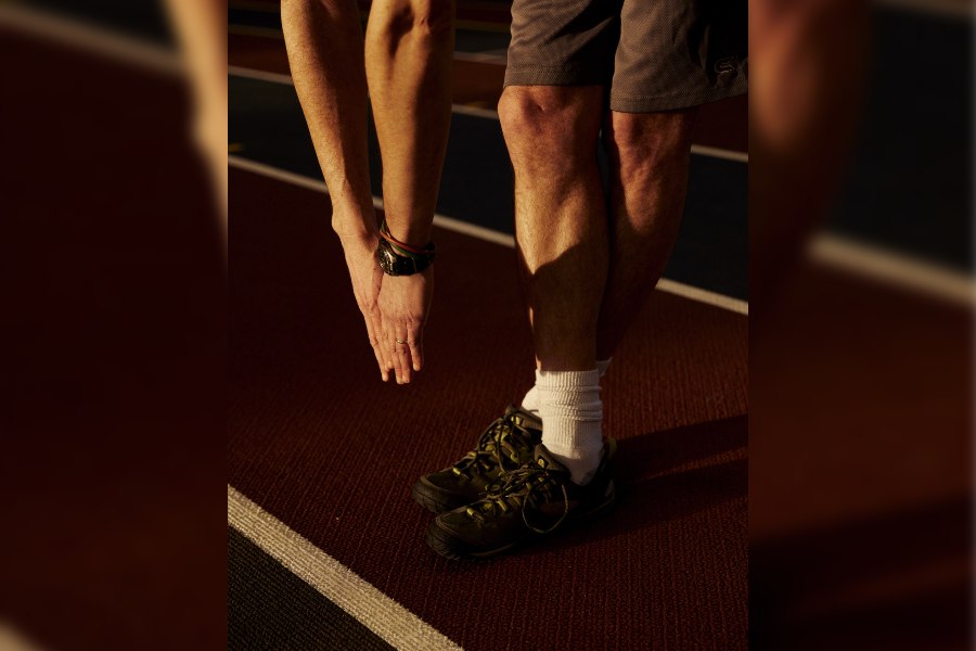 A man exercises in Durham, N.H., March 2, 2020. Morning workouts are often the most convenient and many studies suggest they are good for heart health.