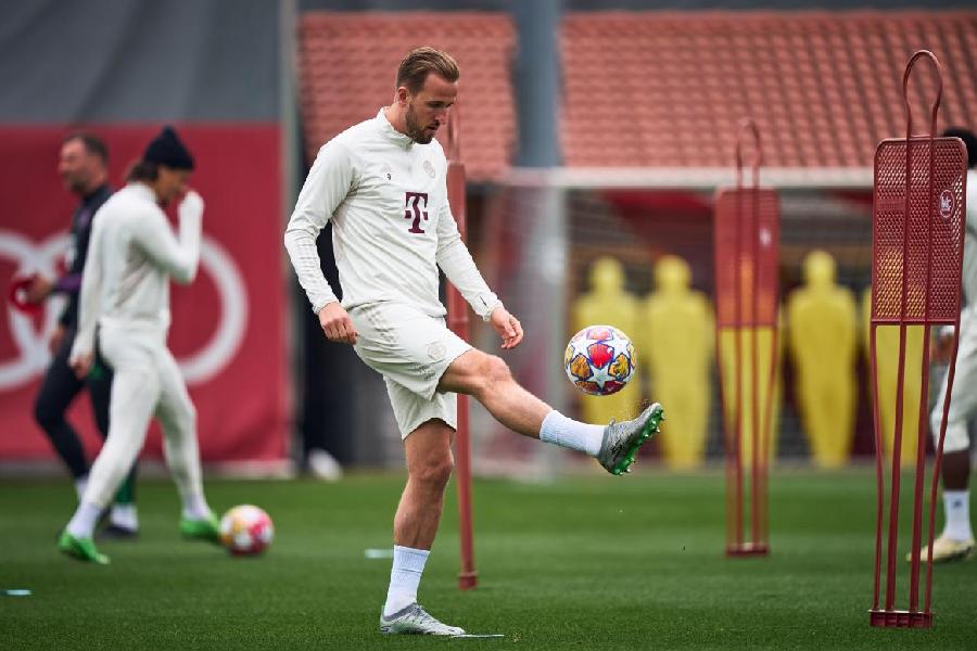 Harry Kane, in a picture posted on X, during Bayern Munich's final training session in Munich on Tuesday, before the team's departure for Madrid for the Champions League semi-final second-leg tie.