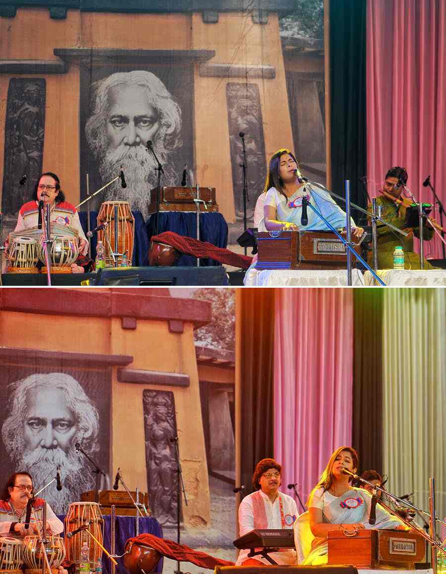 Rabindrasangeet exponent Iman Chakraborty performed at the Nava Nalanda event