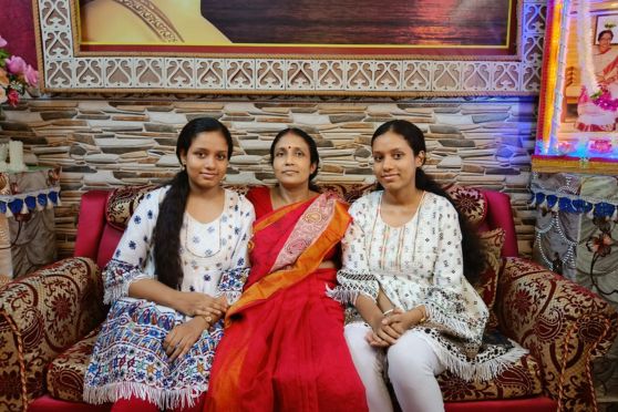 Sneha and Soha with their mother Aparna Ghosh 