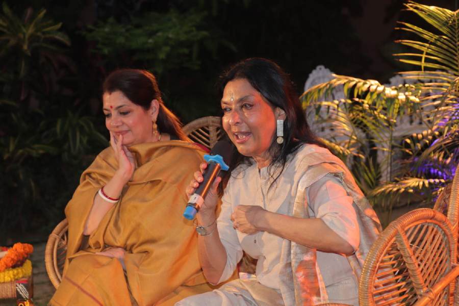 Moments from a Mallika Sarabhai's Choupal in association with t2, held on March 17, 2024 at Shamlu Dudeja's residence in Alipore