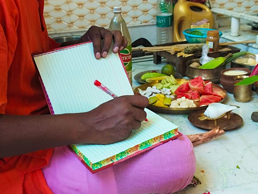 A special puja of goddess Lakshmi and Lord Ganesh at a residence on Akshay Tritiya on Friday