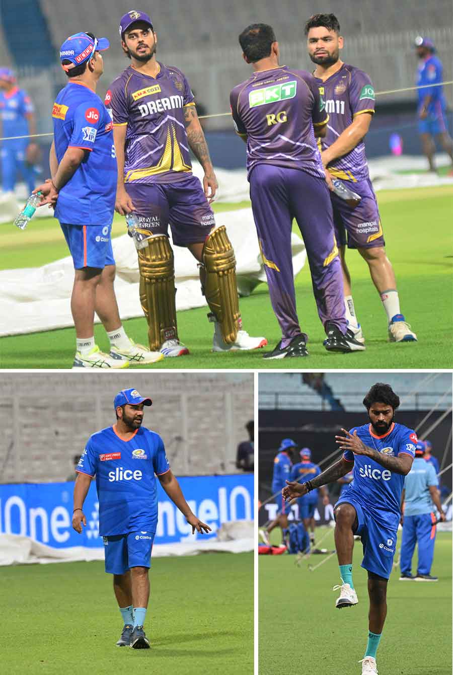 Kolkata Knight Riders will take on Mumbai Indians at the Eden Gardens on Saturday. Ahead of the match, the teams were spotted at the nets  